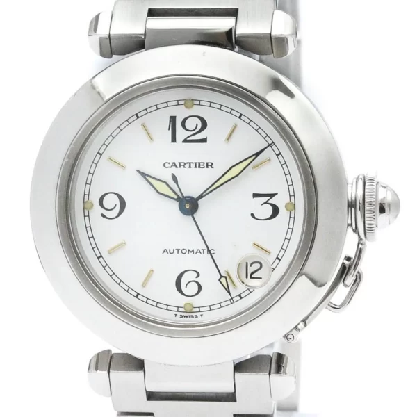 Pre-Owned Polished CARTIER Pasha C Steel Automatic Unisex Watch W31015M7 BF571231 (Good)