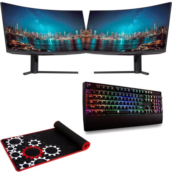 Dual Deco Gear 34 3440×1440 21:9 Ultrawide Curved Monitor with Bonus Deco Gear RGB Anti-Ghosting Mechanical Gaming Keyboard and Bonus Deco Gear Large Extended Pro Gaming Mouse Pad