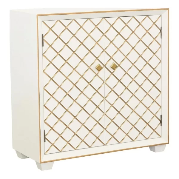 Pemberly Row 2-door Modern Wood Accent Cabinet White and Gold