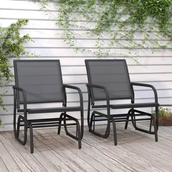 Buyweek Garden Glider Chairs 2 pcs Black 24×29.9×34.3 Textilene&Steel