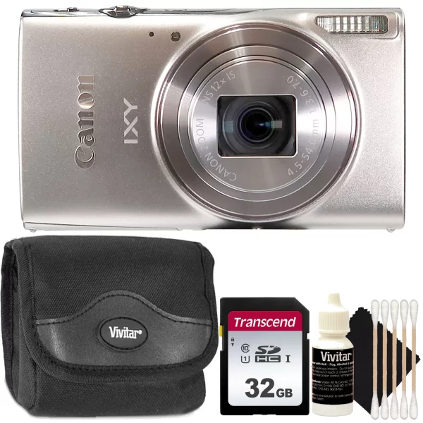 Canon Powershot IXY 650 / ELPH 360 20.2MP Camera (Silver) and 32GB SDXC/SDHC Memory Card Starter Kit